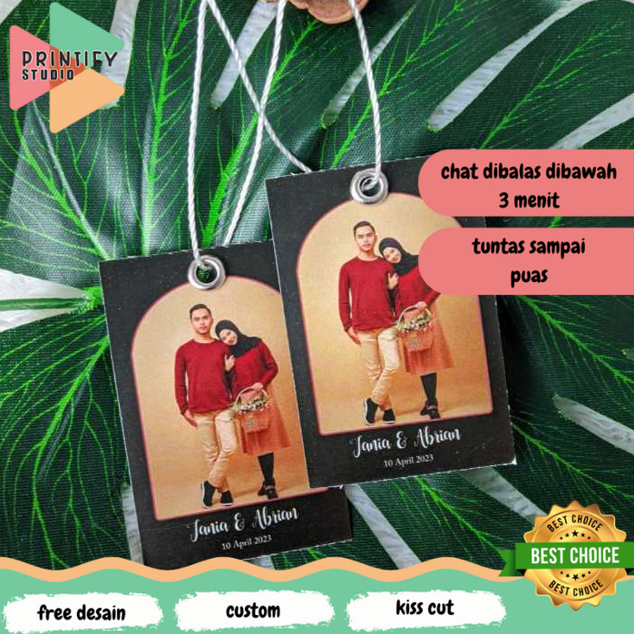 Printify Print Hangtag ของที่ระลึกงานแต่งงานแท็กแขวนป้ายที่กําหนดเองอวยพรงานแต่งงานออกแบบฟรี