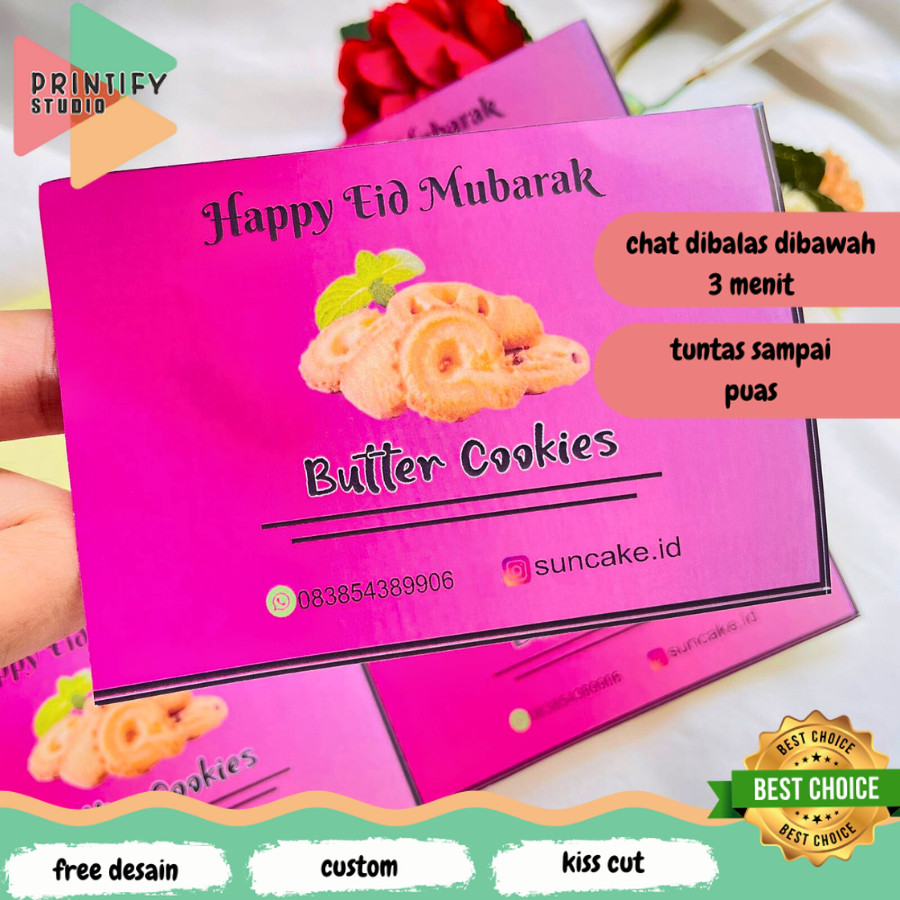 Printify LABEL CAKE STICKERS, เค้กแห้ง, เค้ก JAR, เค้ก SQUARE EID