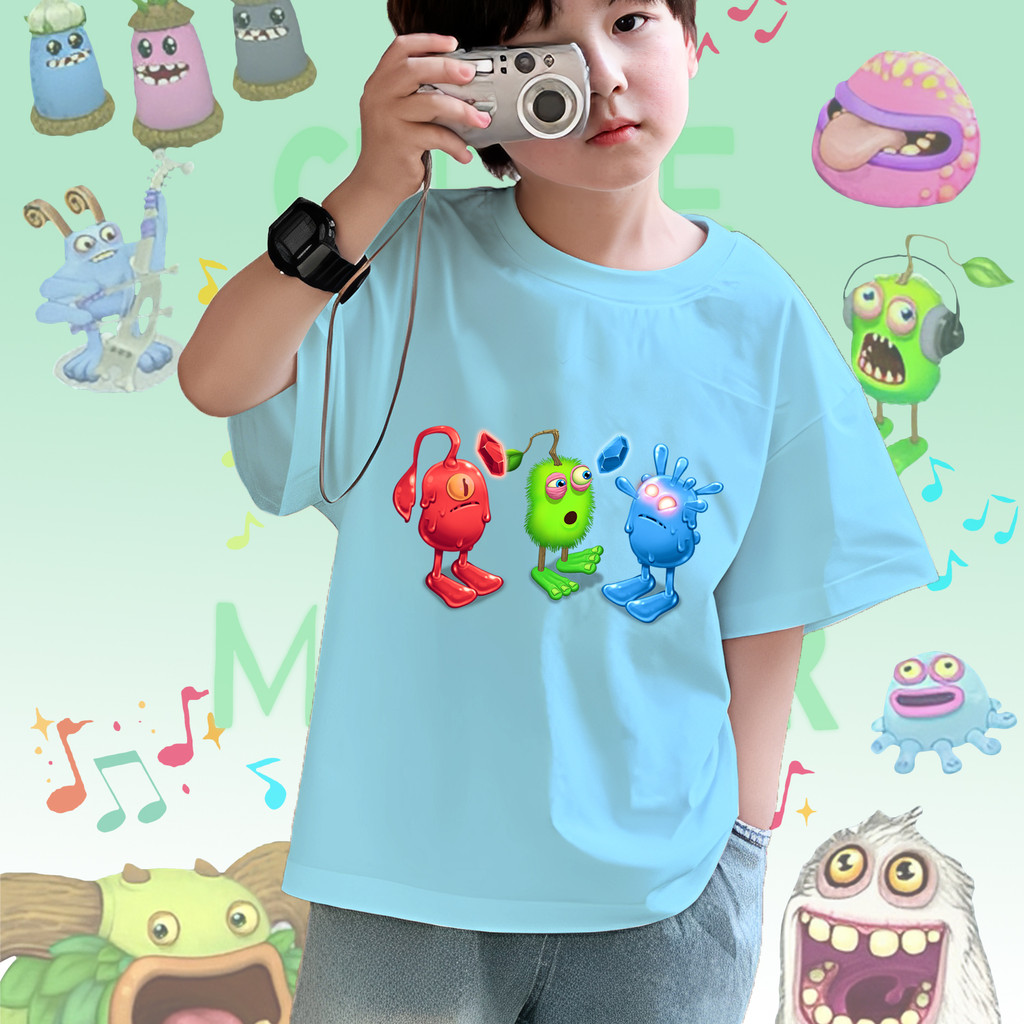 พิมพ์ลาย เสื้อยืดเด็ก My Singing Monsters Furcorn Wubbox สําหรับผู้ชาย และผู้หญิง 100-150cm