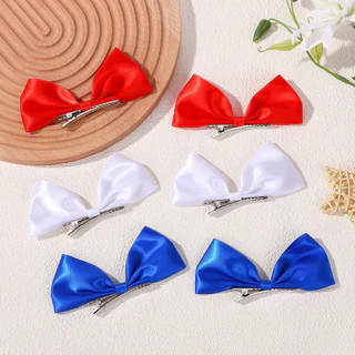2pcs สีฟ้าและสีขาวริบบิ้นผมผูกโบว์วินเทจด้านปักผมสาวน่ารักกิ๊บ Headwear เครื่องประดับผมสำหรับผู้หญิง
