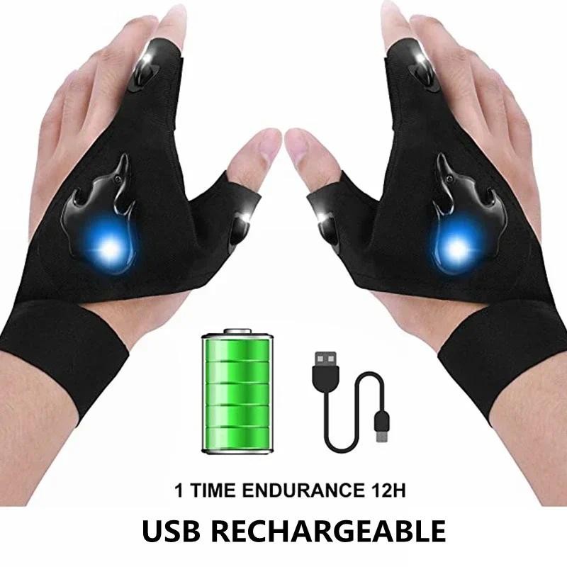 2ชิ้นไฟฉาย นํา ถุงมือชาร์จแฮนด์ฟรีแสงถุงมือฮาโลวีนของขวัญคริสต์มาสแกดเจ็ตเครื่องมือสําหรับกลางแจ้งตั้งแคมป์ตกปลา
