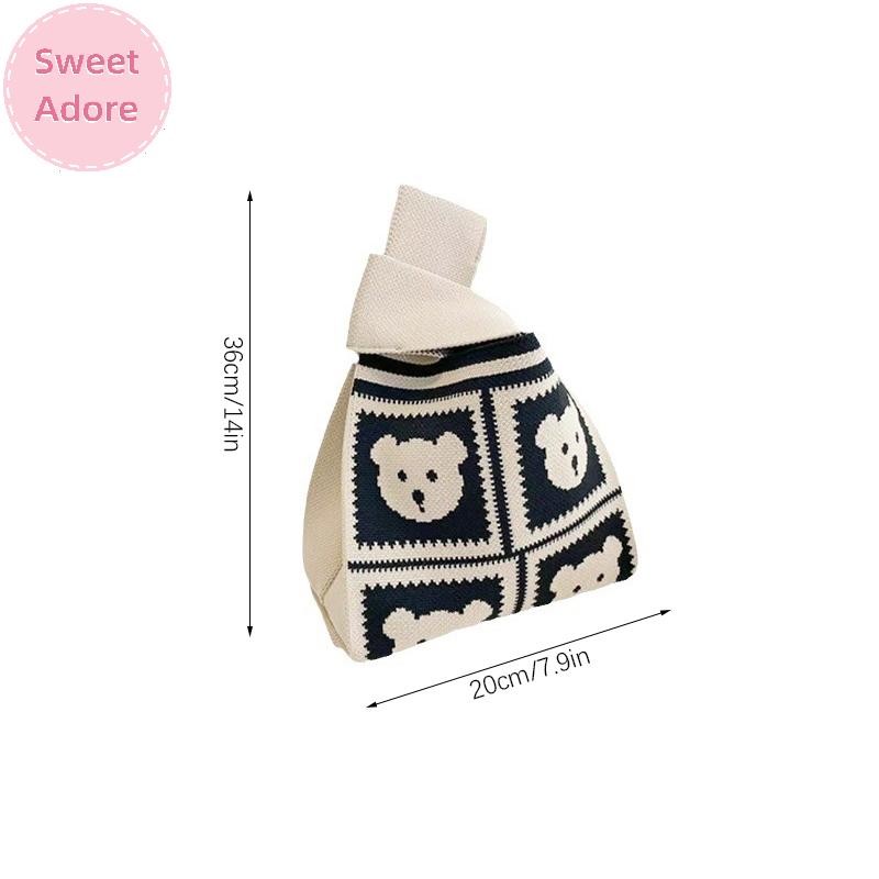 Sweetadore แฟชั่น Handmade ถักกระเป๋าถือผู้หญิง Mini Knot สายรัดข้อมือเกาหลี Casual Tote กระเป๋านํากลับมาใช้ใหม่ช้อปปิ้งกระเป๋า TH