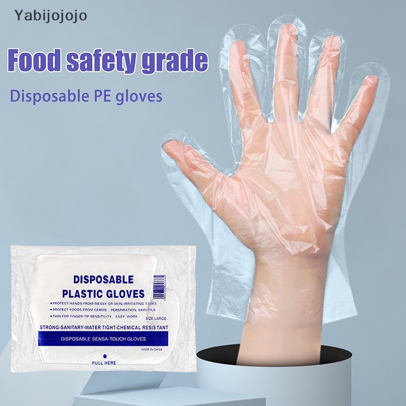 Yabijojojo 100PCS ห้องครัวร้านอาหารไก่ทอด BBQ Tableware โปร่งใสถุงมือทิ้งพลาสติกถุงมือกันน้ําใหม่