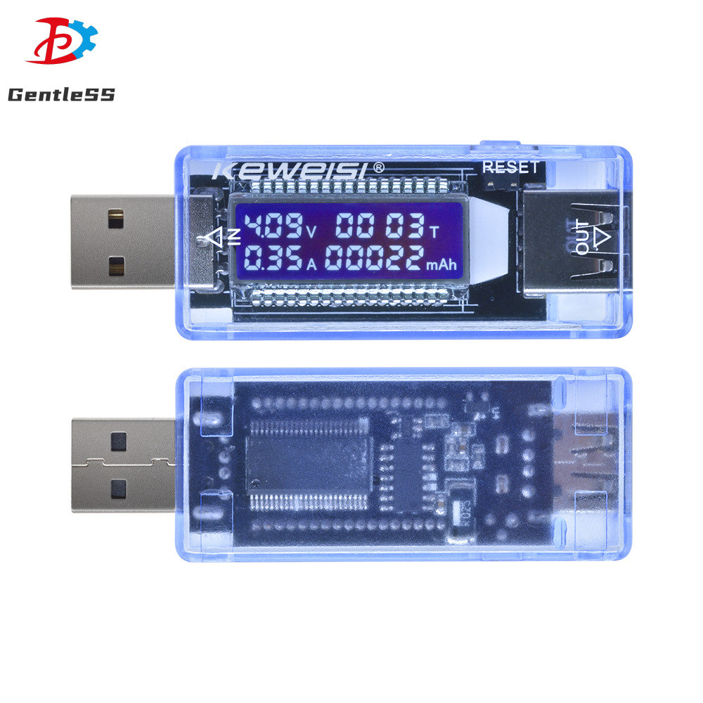 Kws-v20 DC4-30V เครื่องทดสอบแรงดันไฟฟ้าและแอมมิเตอร์ USB จอแสดงผล LCD เคสสีน้ําเงิน