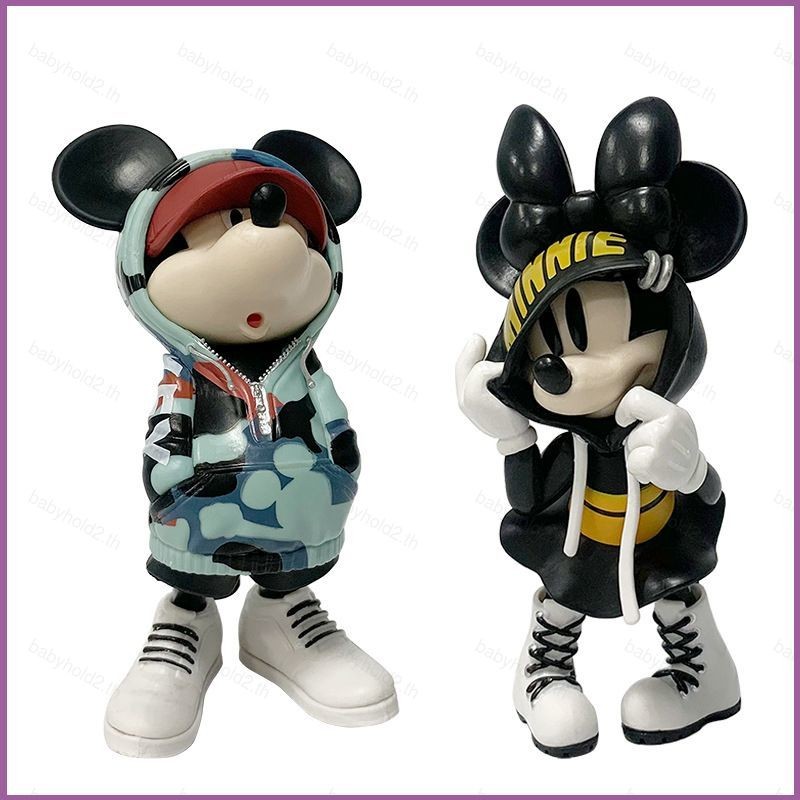 Yb Mickey Mouse Action Figure Disney เสื้อกันหนาวอินเทรนด์ Mickey Mouse และ Minnie Mouse ตุ๊กตาของเล