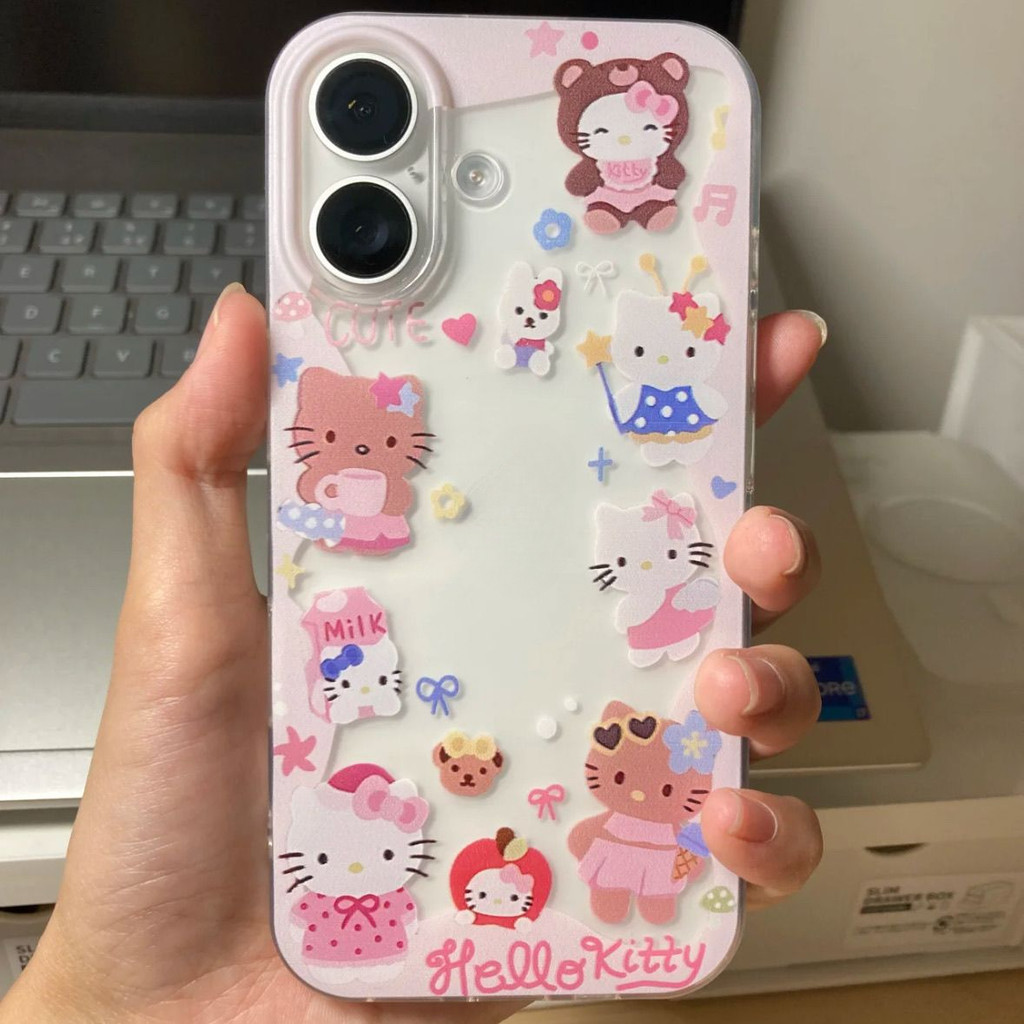 น่ารัก Hello Kitty เหมาะสําหรับ Apple 16/15/14/13promax เคสโทรศัพท์ 12/11/xr Soft Case xs/8plus เคสโทรศัพท์