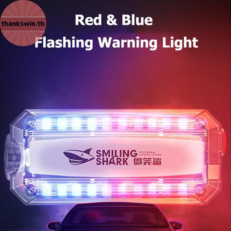 Thankswin กลางแจ้งสีแดงสีฟ้า Strobe Light ไฟตํารวจไฟเตือน Usb ชาร์จไฟฉายไหล่คลิปกระพริบ th