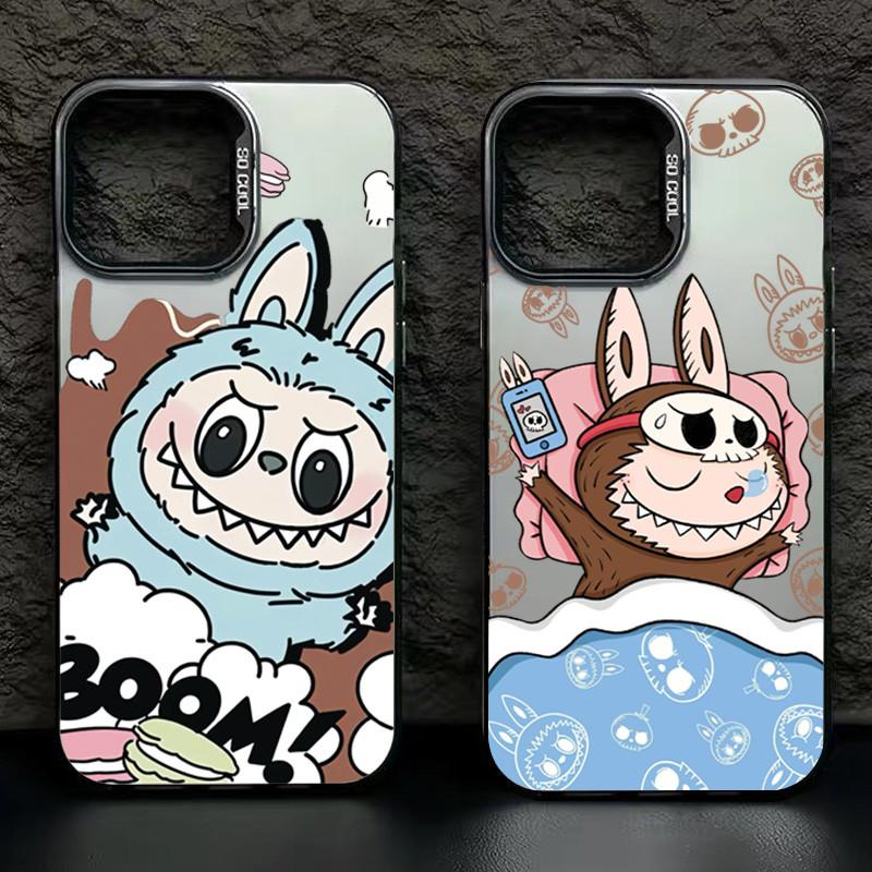 การ์ตูนน่ารัก Labubu สนุกสําหรับ Samsung S25 S24 S23 Ultra S22 S21 Plus S20 S23 S24 FE หมายเหตุ 20 Ultra IMD โลหะกันกระแทก Hard กันชนฝาครอบ