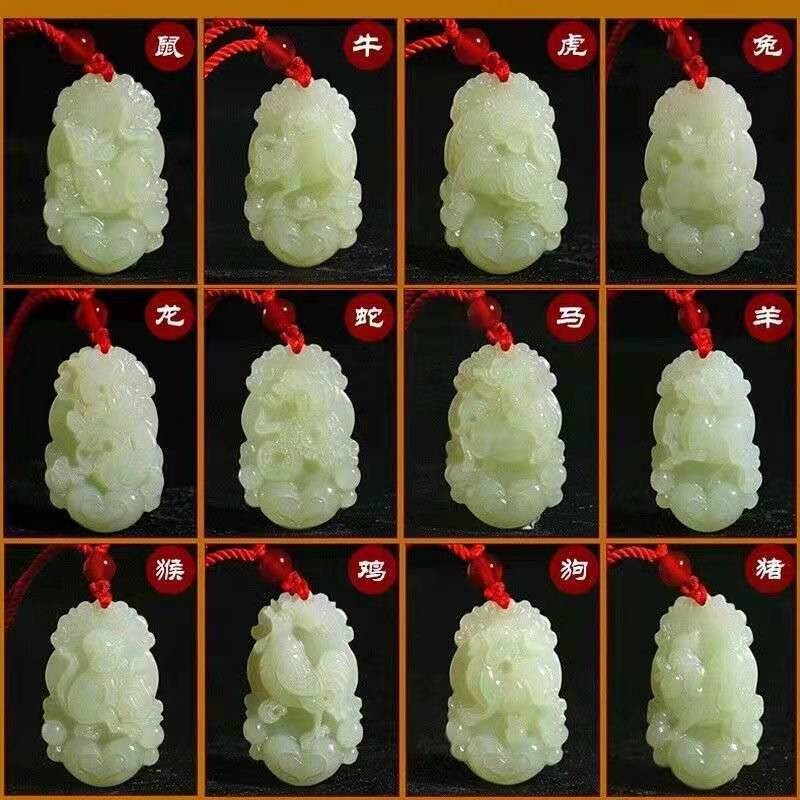 [Buddhi Pavilion Consecated Direct Store] Zodiac ผู้ชายผู้หญิงจี้หยกจี้ Plus ใบรับรองสร้อยคอจี้ของขว