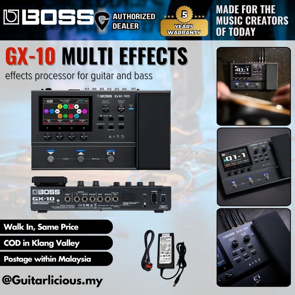 BOSS GX-10 โปรเซสเซอร์เอฟเฟกต์กีตาร์สําหรับกีตาร์และเบส ( GX 10 / GX10 )
