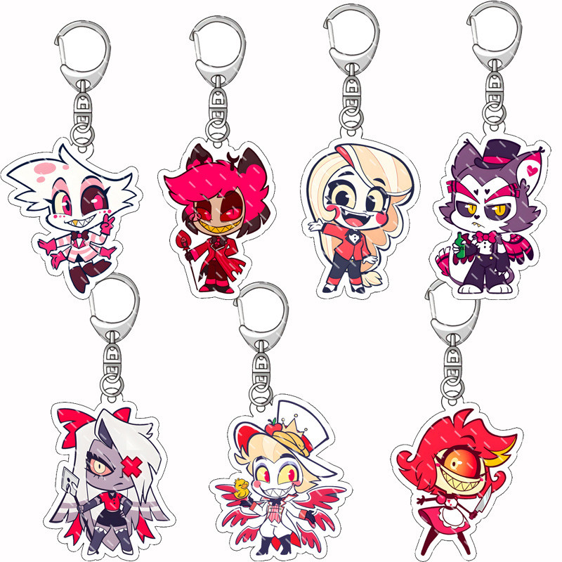 PS3 Hazbin Hotel Charlie Morningstar Vaggie Angel Dust Alastor Niffty key holder พวงกุญแจกระเป๋าจี้ 