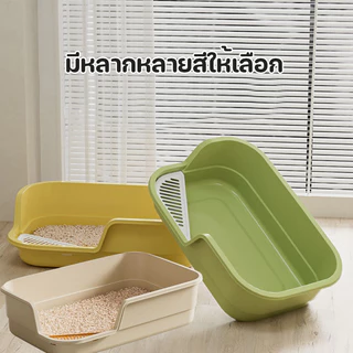 ห้องน้ำแมวใหญ่ กระบะทรายแมว พื้นที่มากมาย ทำความสะอาดง่าย หีรักมัน 42/49cm