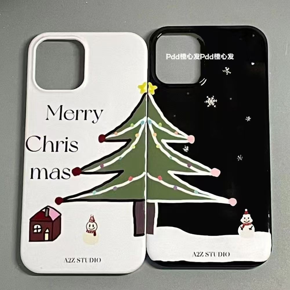 Iphone Christmas Tree สําหรับคู่รักCreative Niche Premium ใหม่ฤดูใบไม้ร่วงกันกระแทกเคสโทรศัพท์สําหรับ IPhone7 7Plus X XR XS IPhone11 12 13 14 15 Plus Pro Max