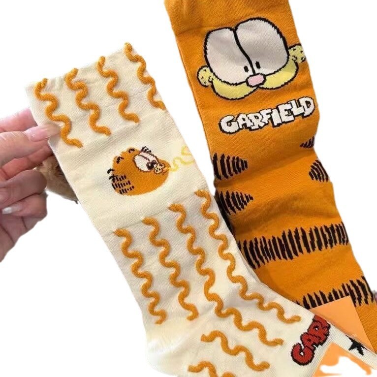 ญี่ปุ่นน่ารักการ์ตูนการ์ฟิลด์สาวกลางหลอดฤดูใบไม้ร่วงฤดูหนาวกองถุงเท้าสร้างสรรค์ตลกออกแบบ