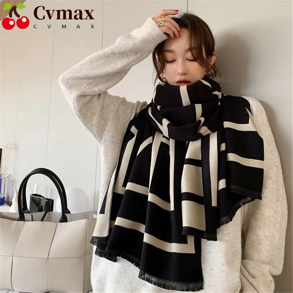 Cvmax ผ้าคลุมไหล่แคชเมียร์, 190*65 ซม.แฟชั่นฤดูหนาว Wraps ผ้าพันคอ, ผู้หญิงอุ่น Thicken Lady Fringed ผ้าคลุมไหล่