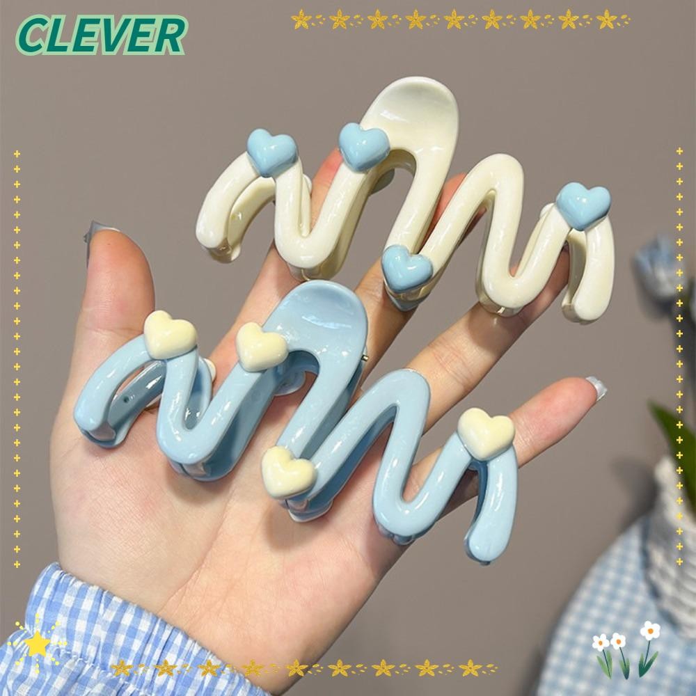 Clever กิ๊บติดผม คลิปฉลาม คลิปคลื่นสีน้ําเงินสีขาว ผู้หญิงสาวน่ารัก กิ๊บติดผม เครื่องประดับที่คาดผมหวาน