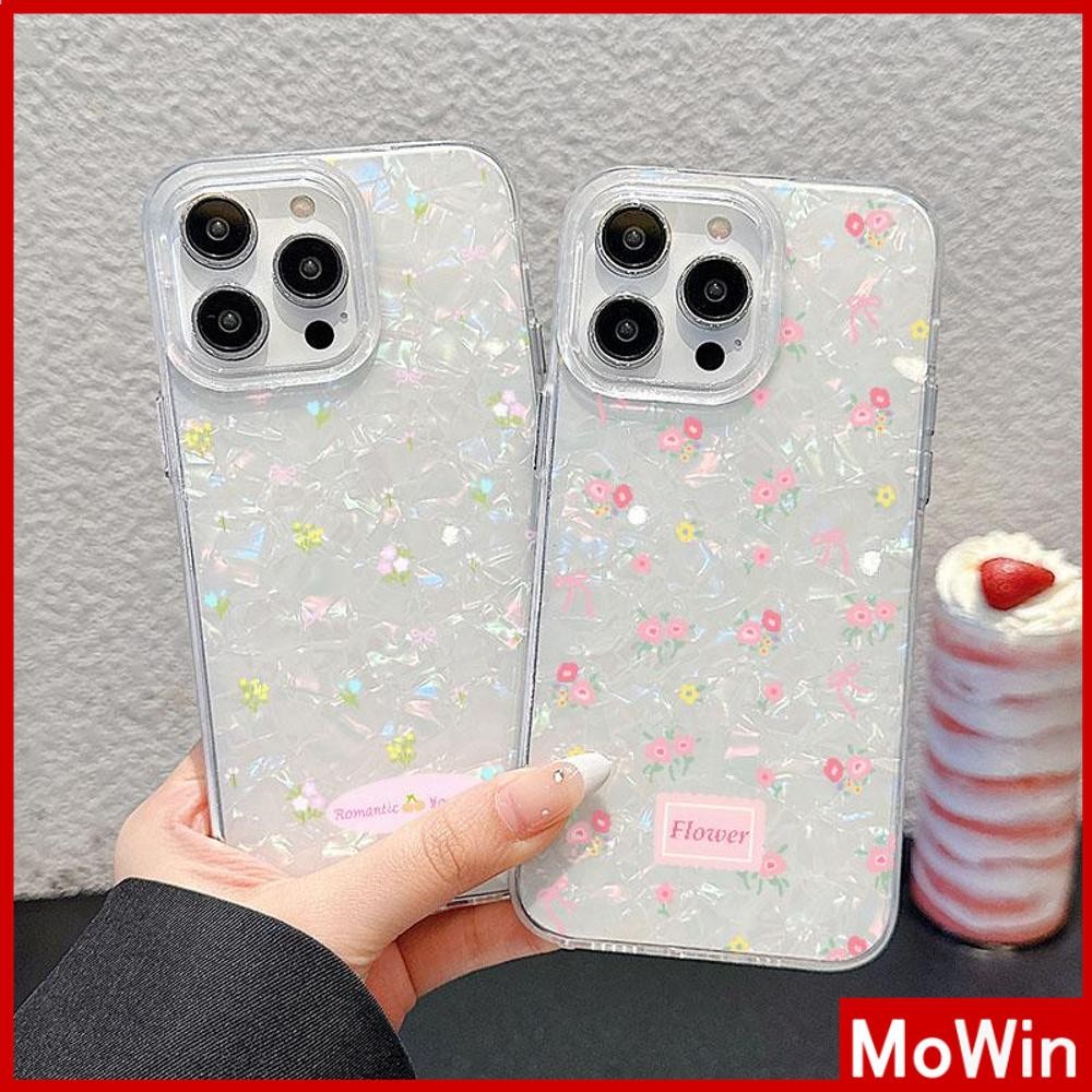 Mowin - เคส iPhone 16 Pro Max สีสันสดใส เปลือกหอยโฮโลแกรม เลเซอร์ เคสใส TPU ดอกไม้หลากสี นิ่ม สำหรับ iPhone 15 14 Pro max 13 12 11 XR XS 7 8Plus