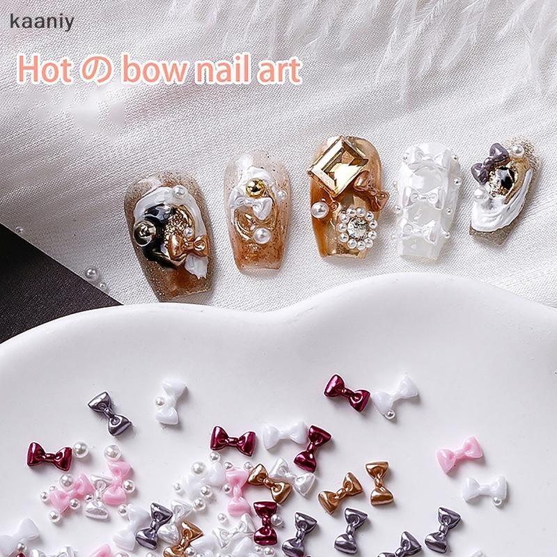 [KAN] 50/200 ชิ้นประณีตโบว์ขนาดเล็ก Tie ผสมไข่มุก Elegant Nail Art อุปกรณ์เสริมเรียบง่ายตกแต่งเล็บอะไหล่ DIY อุปกรณ์แต่งเล็บ FXH