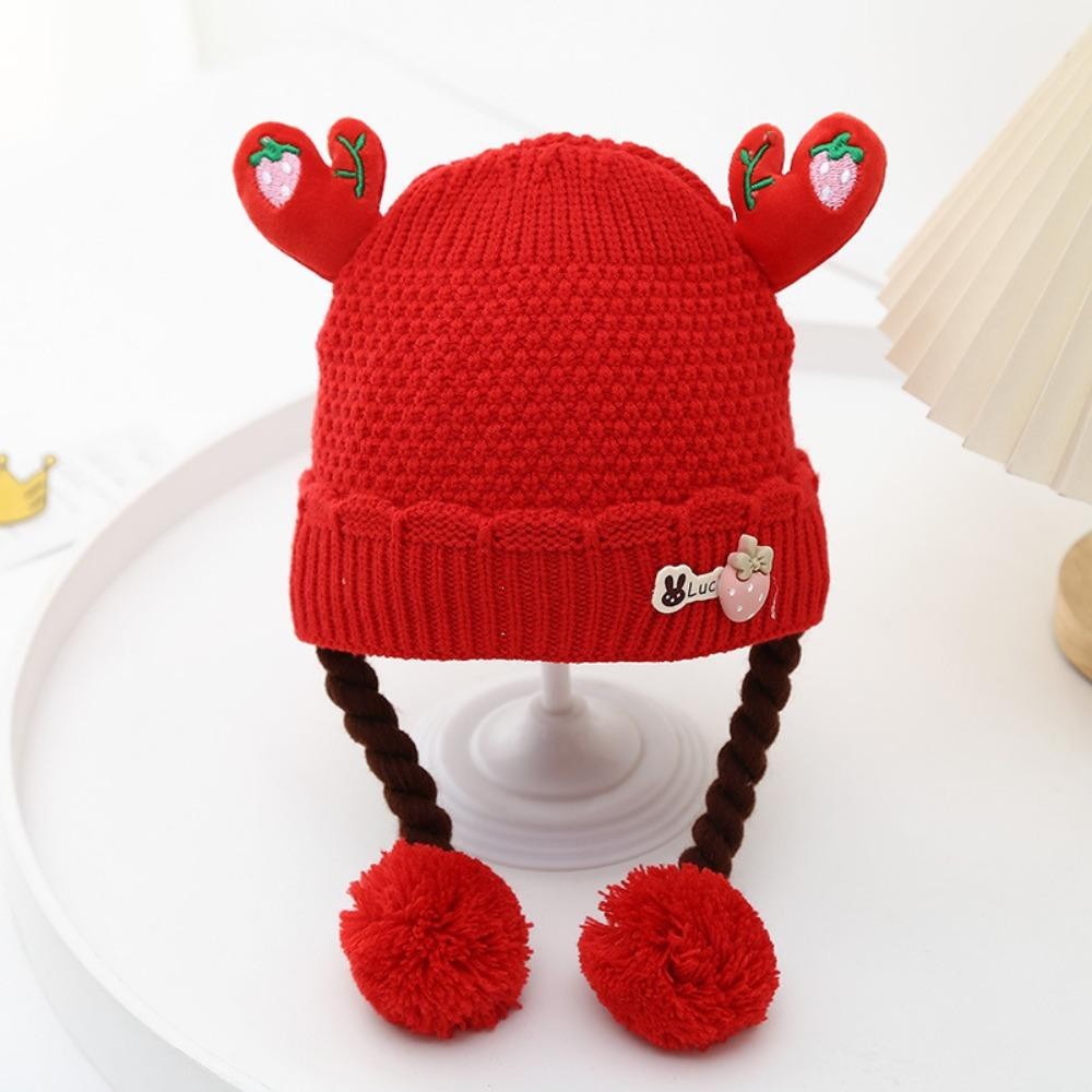 ปิตาชิโอ หมวกสวมหัว, ถักหนา ฝากระโปรง หมวก, วิกผม ผมเปีย ฤดูหนาวที่อบอุ่นทารกแรกเกิดป้องกันหูหมวกกลางแจ้ง