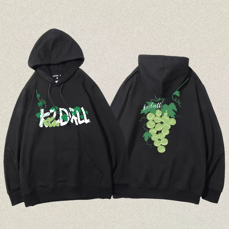 Grape ball Qkolle เสื้อฮู้ด สไตส์อเมริกาหลวมสบายๆผู้ชายและผู้หญิง L000098