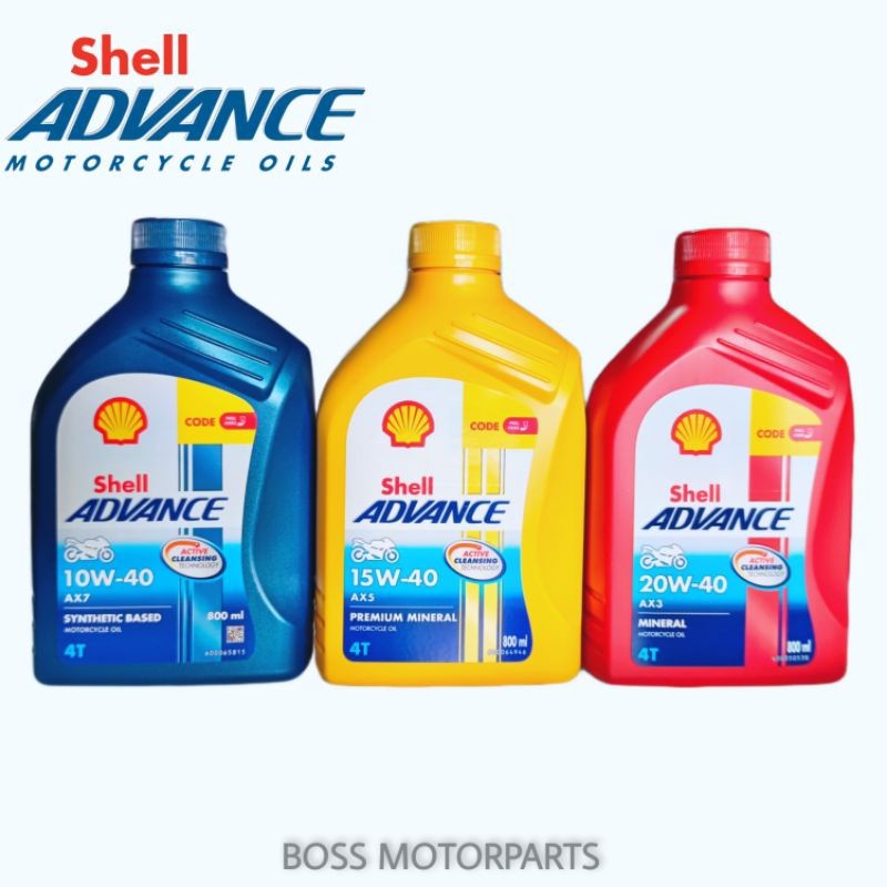 น้ำมันเครื่องมอเตอร์ไซค์ Shell Advance AX7 SCOOTER 4AT 10W-40 เกียร์ออโต้ (800มล.)
