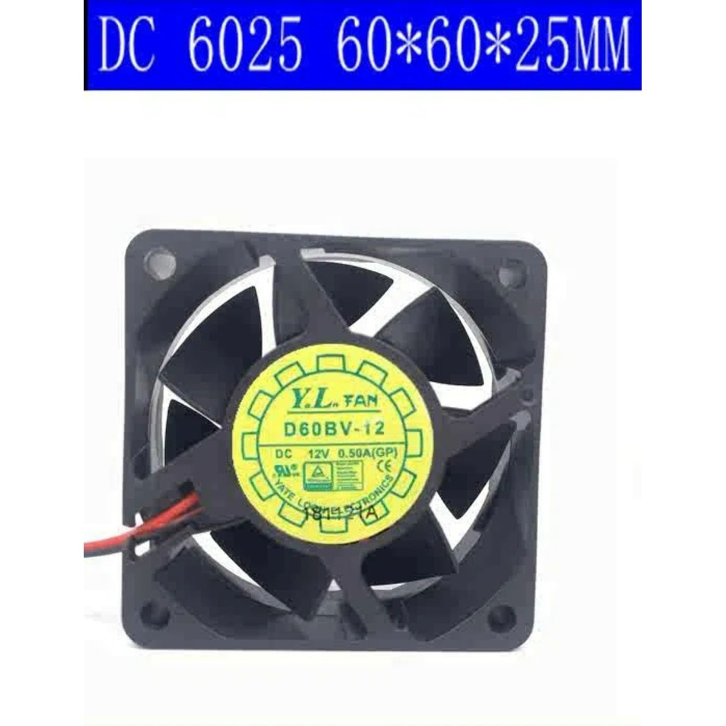 Yuelun D60BV-12 6025 12V 0.50 A 6 ซม./ซม. พัดลมระบายความร้อนเซิร์ฟเวอร์ปริมาณอากาศสูง