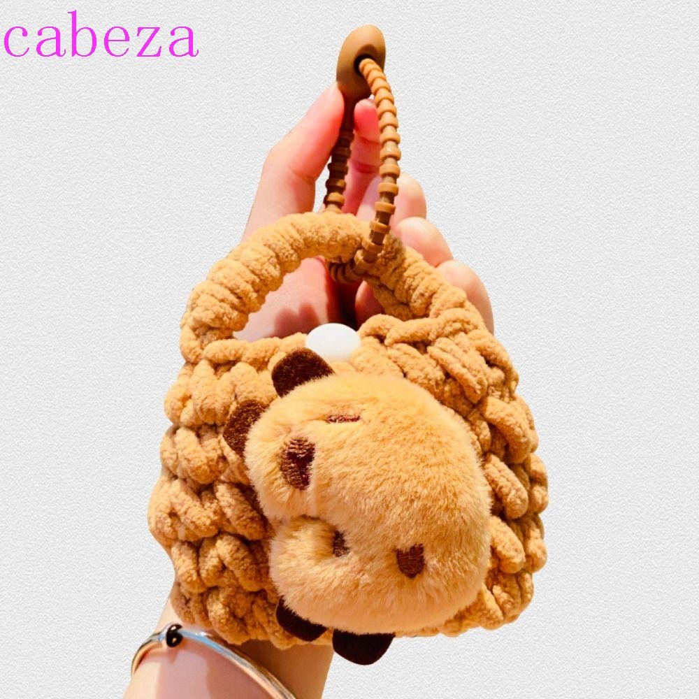 Cabeza Capybara กระเป๋าใส่เหรียญ,นุ่มพร้อมพวงกุญแจแพนด้าหูฟังกระเป๋า,กระเป๋าเก็บแบบพกพาโครเชต์สไตล์เกาหลีกระเป๋าสตางค์ตุ๊กตาการ์ตูนสุภาพสตรี