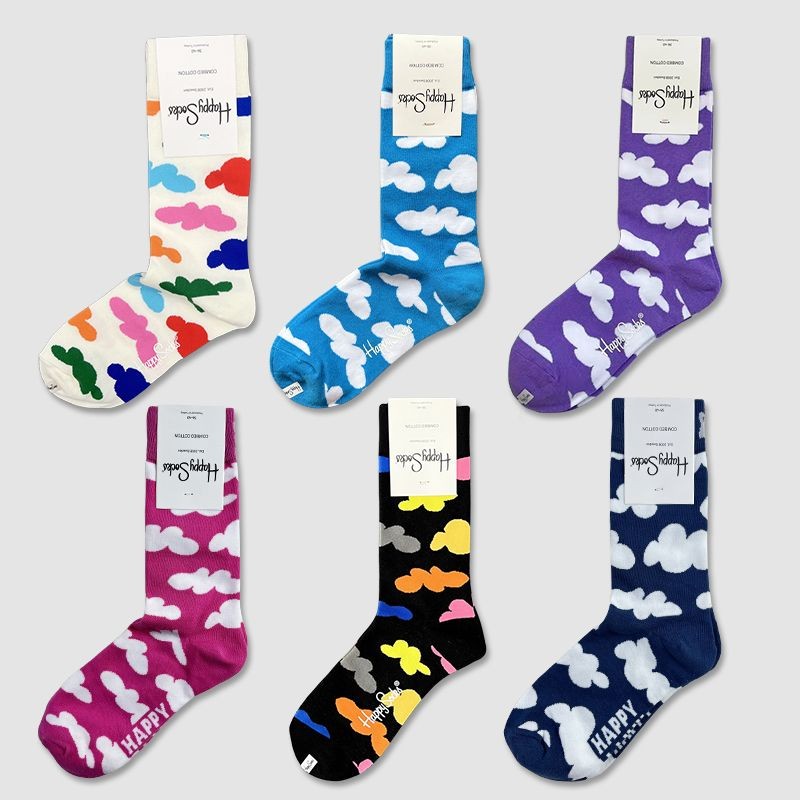 Happy Outer Wear Mid-Tube Socks Women Xiaohongshu แนะนําสไตล์เดียวกันสิ่งที่ดี Four Seasons Style Matching Shark Pants ถุงน่อง