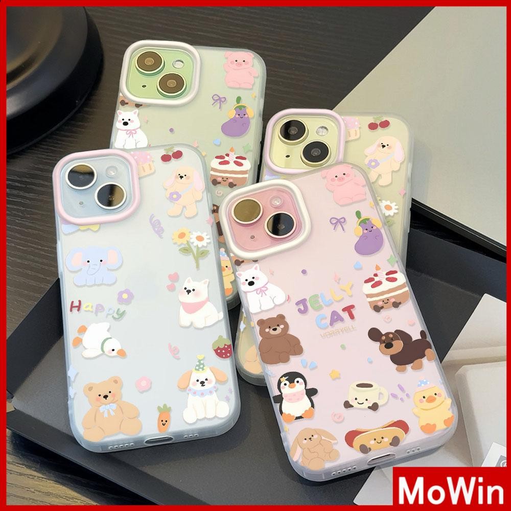 Movin - เคสใส iPhone16 11 Pro Max iPhone เคส TPU นิ่มป้องกันรอยนิ้วมือแบบด้าน สัตว์การ์ตูนที่น่ารัก Compatible With iPhone15 Pro max iPhone14 13 12 Pro max XS XR 7 8 Plus
