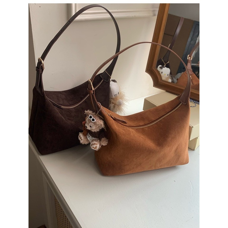 ฤดูใบไม้ร่วงและฤดูหนาวเวอร์ชั่นเกาหลี Retro Suede Simple dumpling BAG