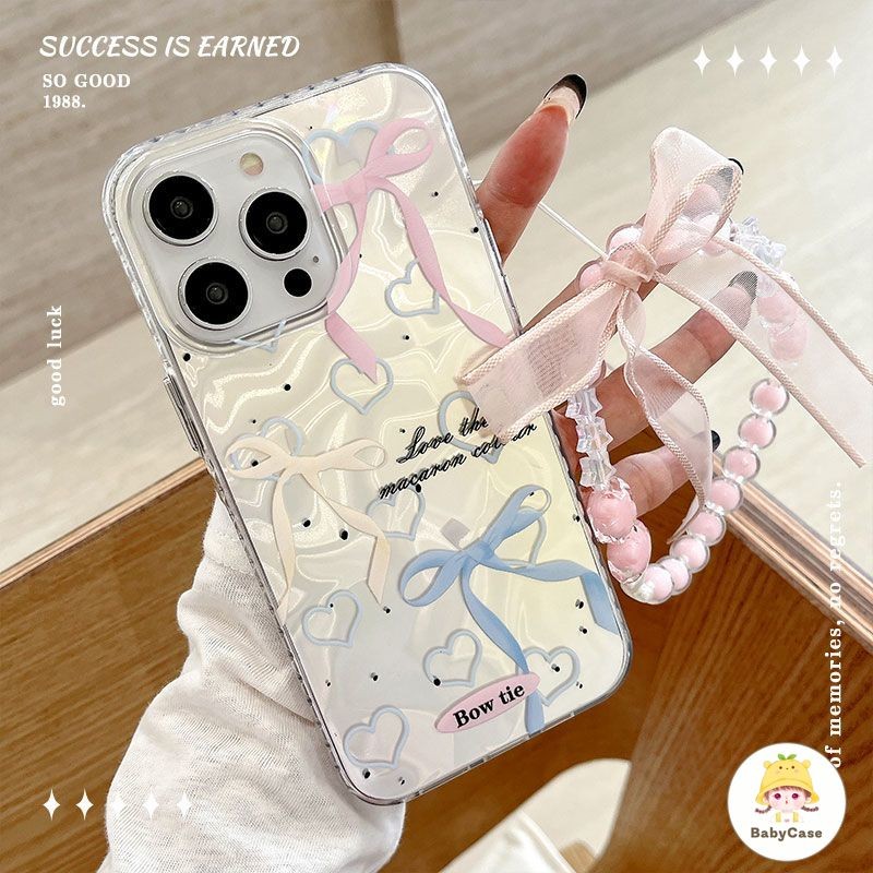 เคสไอโฟน 11 16 สำหรับ iPhone 11 13 15 14 16 12 Pro Max XR 7Plus 8 7 16 15 Plus X XS Max สร้อยข้อมือหยดน้ำแสนหวาน ปกอ่อน