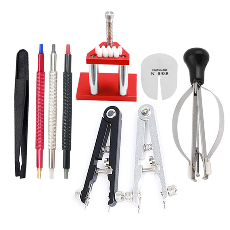 มือนาฬิกา Tweezer Pincer นาฬิกาเข็มกดคีม Protector Pad Remover Presser Removal ซ่อมเครื่องมือ Pusher Fitting ชุดช่างซ่อมนาฬิกานาฬิกาข้อมือซ่อม Picker Puller
