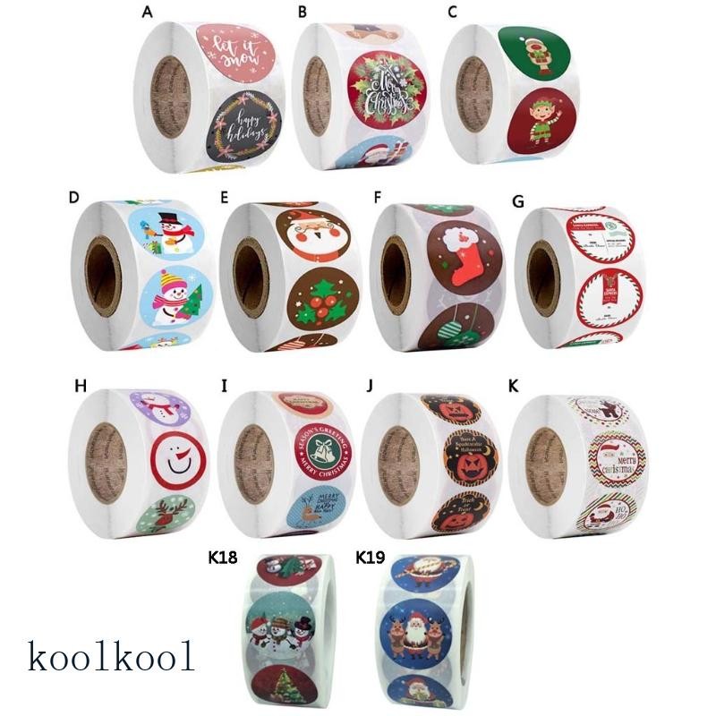 Kool 500 ชิ้น Roll Merry Christmas Label สติกเกอร์คริสต์มาสนําเสนอสติกเกอร์ปิดผนึก