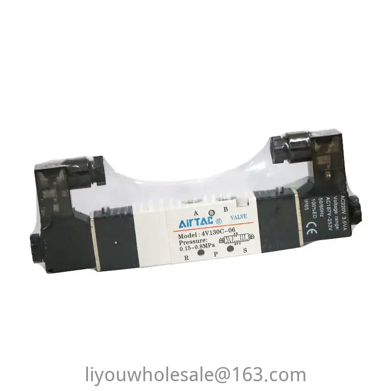 AirTac Pneumatic Solenoid วาล์วตรวจสอบ 220V วาล์วควบคุมขดลวด 24V วาล์วอิเล็กทรอนิกส์ 12V4V130C-06 4V