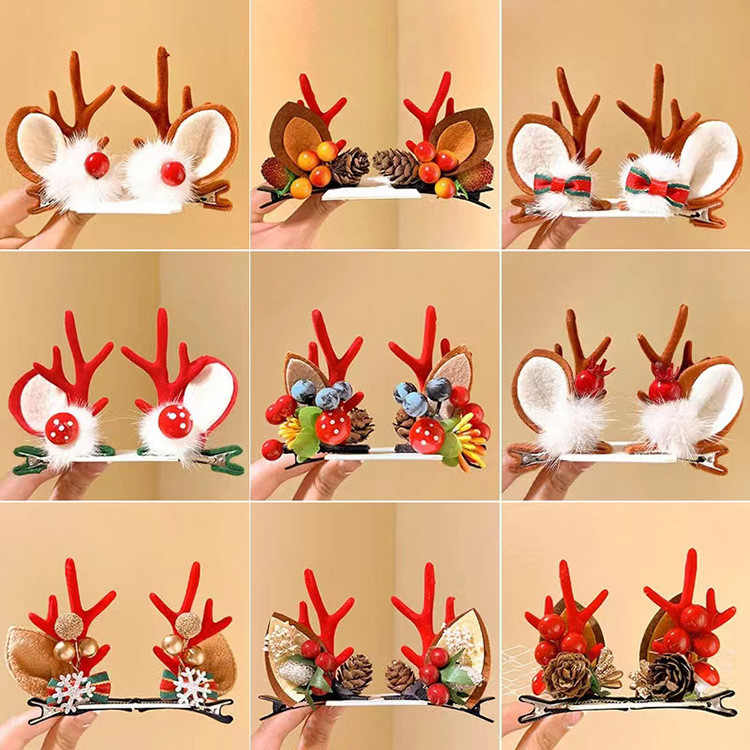 2024 คริสต์มาสใหม่น่ารัก Elk Horn กิ๊บติดผมสําหรับสาวแฟชั่น Party Headwear