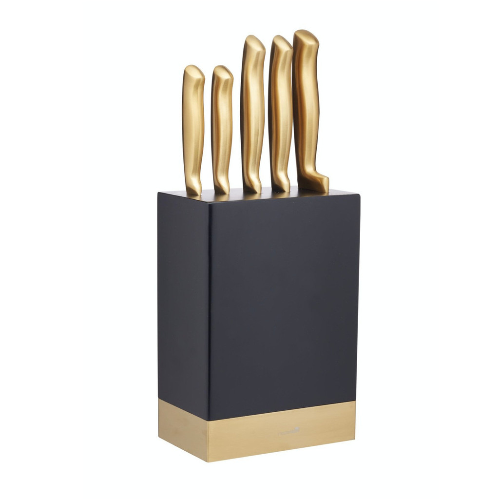 MasterClass Knife Block w/wooden storage 5 pcs ชุดมีดทำครัว 5 เล่มพร้อมแท่นวางมีด รุ่น MCKNBCOP