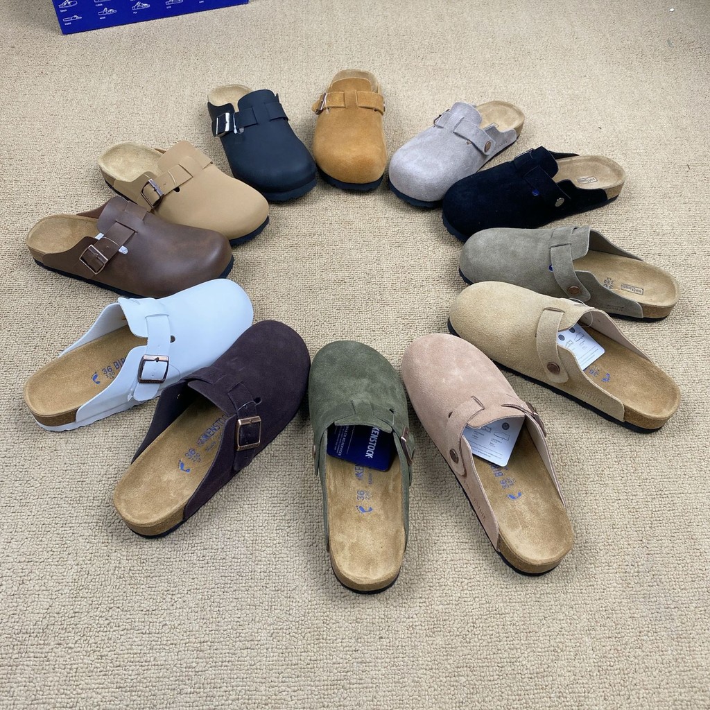 ♥ยกร้าน ส่งฟรี♥โรงงานขายตรงเยอรมนี birken boston Series ของแท้หนัง Birkenstock ครึ่งรองเท้าแตะหนา So