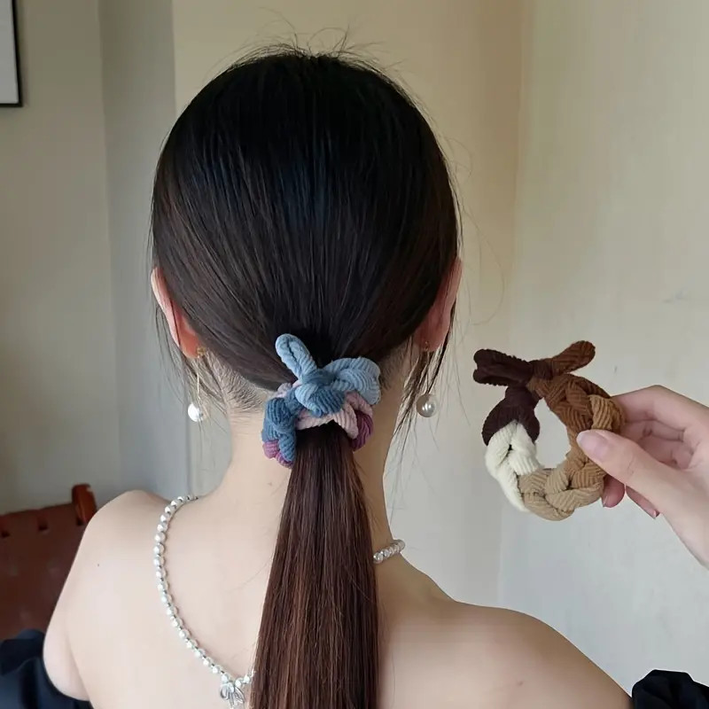 ยางรัดผมเปียเส้นใหญ่ ยางมัดผมถัก สไตล์เกาหลี น่ารัก ยางรัดผมยืดหยุ่นสูง ทันสมัย ​​คุณภาพสูง - รูปที่ 2