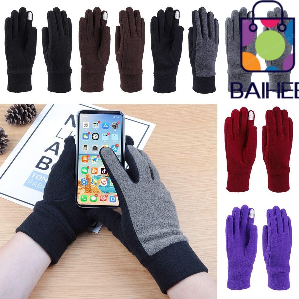 Baihee Full Finger Mittens ผู้ชายถุงมือขนแกะขี่ถุงมือขับรถ Furry Warm Mitts
