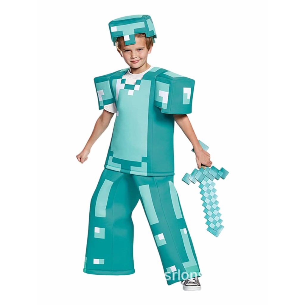 Zst Minecraft Steve เกราะเด็กเด็กคอสเพลย์เครื่องแต่งกายเด็กฮาโลวีนเกมตัวละครเครื่องแต่งกายประสิทธิภาพ
