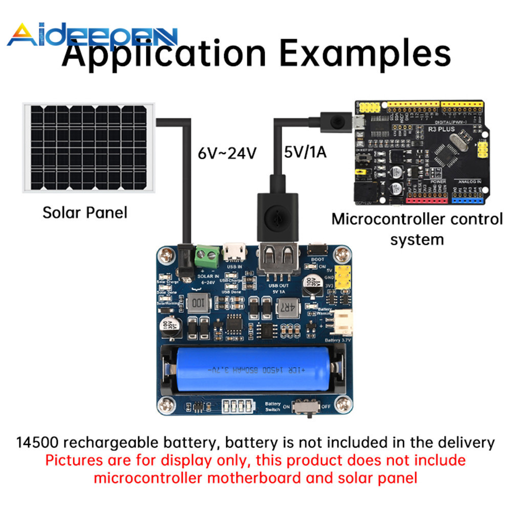 Aideepen โมดูลจัดการพลังงานแผงโซลาร์เซลล์ 6V ~ 24V รองรับ MPPT สําหรับ Arduino/Jetson/Raspberry Pi สําหรับเครื่องใช้ในบ้าน