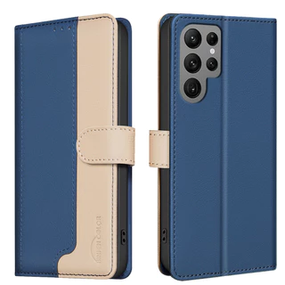 เคส Case for Samsung Galaxy S26 Ultra S25 Edge S24 S23 FE S22 S21 Plus S21+ S22+ S23+ S24+ S25+ S26+ 5G เคสโทรศัพท์หนังฝาพับพร้อมช่องใส่บัตรสําหรับ Splice Color PU Faux Leather Flip Cover Magnetic Wallet With Card Slots Soft TPU Shell ซองมือถือ BF33