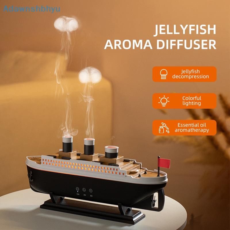 Adhyu เครื่องแมงกะพรุนขนาดเล็ก Retro เรือ Humidifier เดสก์ท็อปใช้ในบ้านไฟสีสันสดใสเครื่อง TH