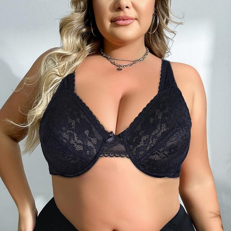 Parifairy ครึ่งโปร่งใส Underwire Bra หญิงสีทึบดอกไม้ลูกไม้ Bras สําหรับผู้หญิงบาง Unlined ชุดชั้นใน 