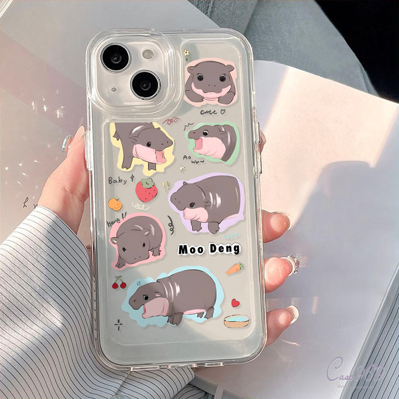 เปลือกนุ่มโปร่งใส การ์ตูนน่ารัก Moo Deng เคส Redmi 10A 13C 12C 10C 13 9 12 11 A2 9A 9T 9C NFC A1 9 8 11S 10 Pro POCO M3