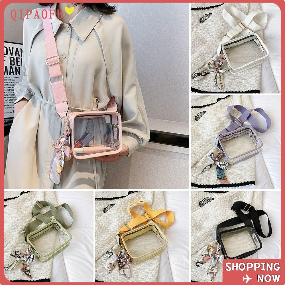 Qipaofu กระเป๋าสะพายแฟชั่น PVC Jelly Crossbody Bag