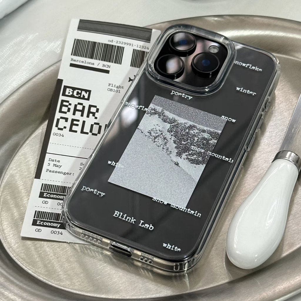 บทกวีภูเขาหิมะเหมาะสําหรับ Apple 16/15/14/13promax เคสโทรศัพท์ 12/11/xr นุ่ม xs/8p/7plus เคสโทรศัพท์โปร่งใส