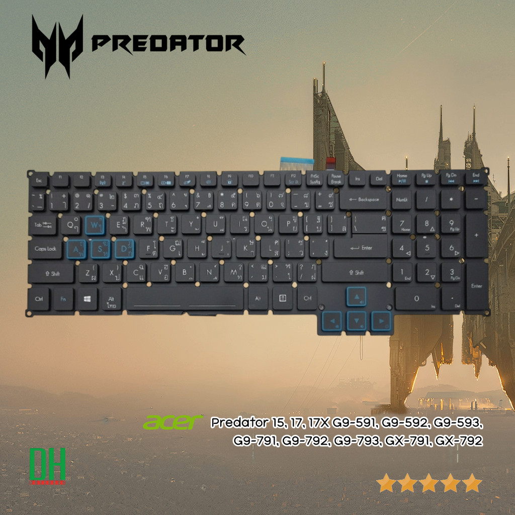 คีย์บอร์ดสำหรับ Acer Predator 15 17 17X G9-591 G9-592 G9-593 G9-791 G9-792 G9-793 GX-791 GX-792 มีไฟ