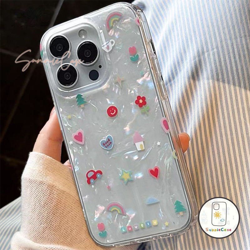 เคสไอโฟน11 โรแมนติก ดอกไม้ สำหรับ IPhone 11 15 16 13 12 14 Pro Max 7Plus 8Plus XR X XS Max 7 8 14 15 Plus SE 2020 เคส