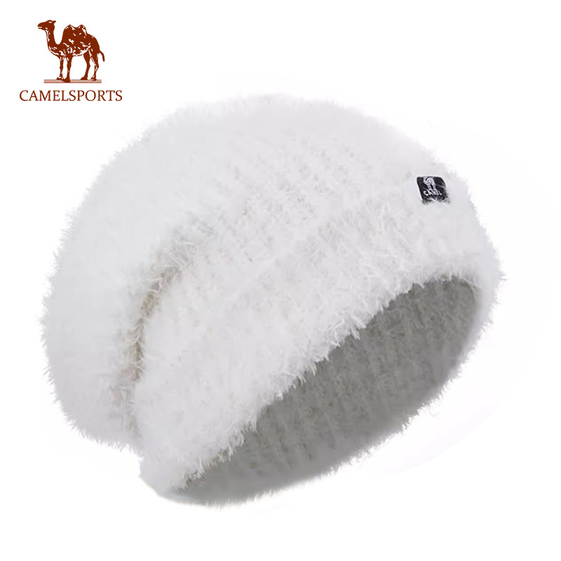 CAMEL SPORTS หมวกไหมพรมอบอุ่นเส้นรอบวงศีรษะขนาดใหญ่ถักตุ๊กตา